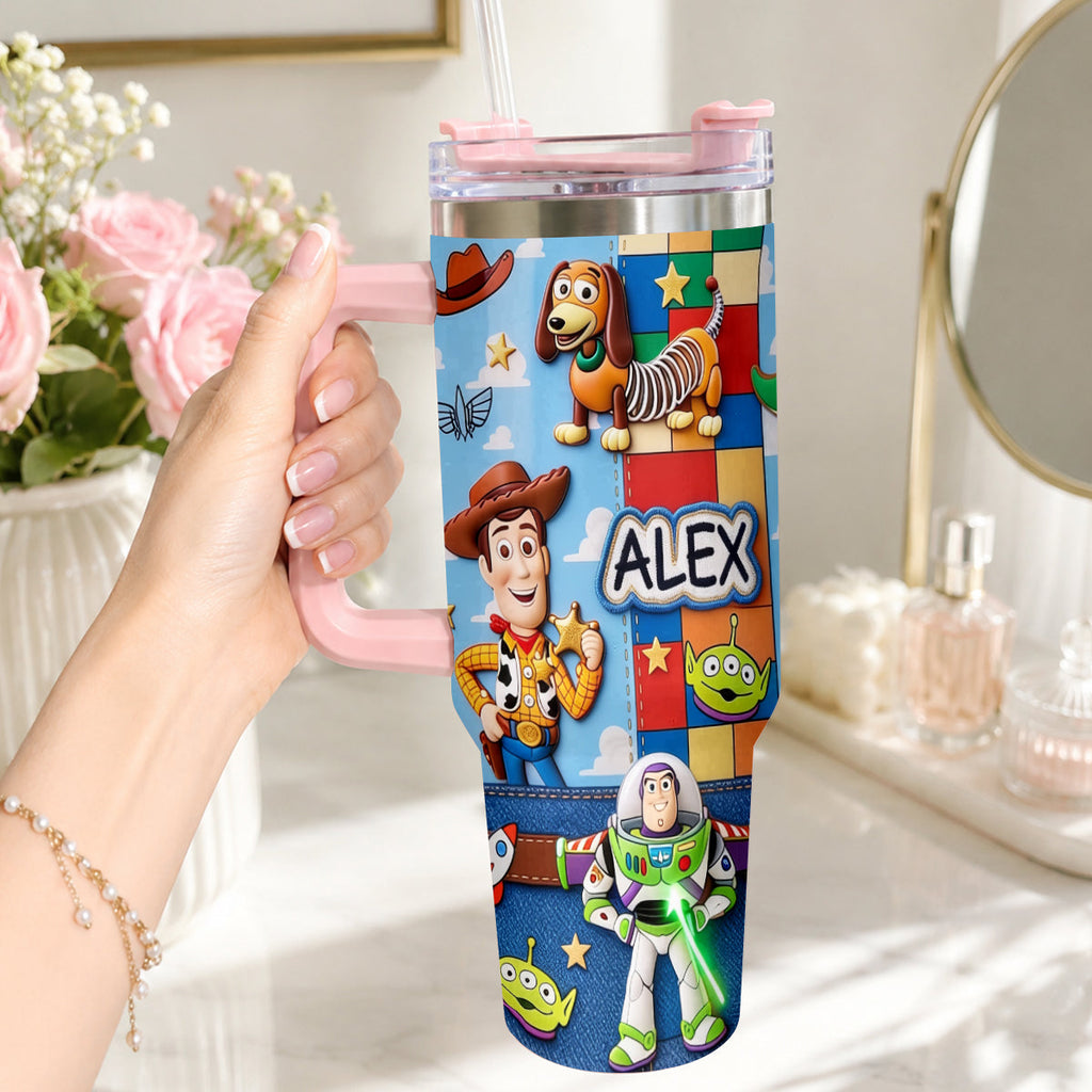 Personalized Toy Story Tumbler with Plush Charm Gift for Kids Tumbler With Plush Charm GradoCreations