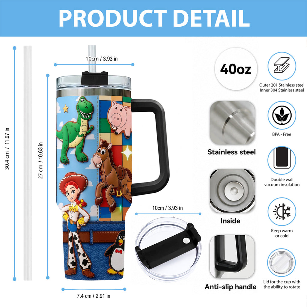 Personalized Toy Story Tumbler with Plush Charm Gift for Kids Tumbler With Plush Charm GradoCreations