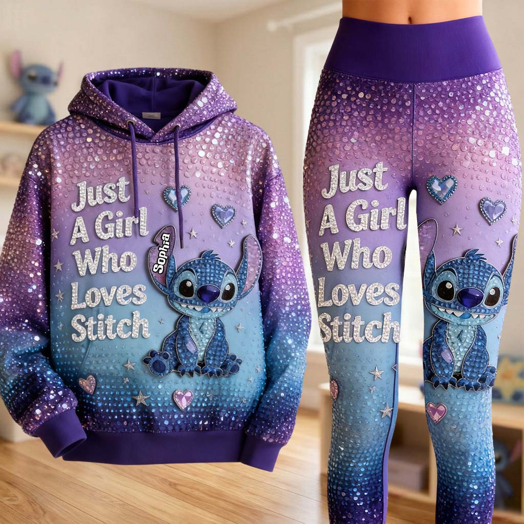 Personalized Ohana Hoodie and Leggings Set for Her | Custom Stitch Design Hoodie & Leggings GradoCreations