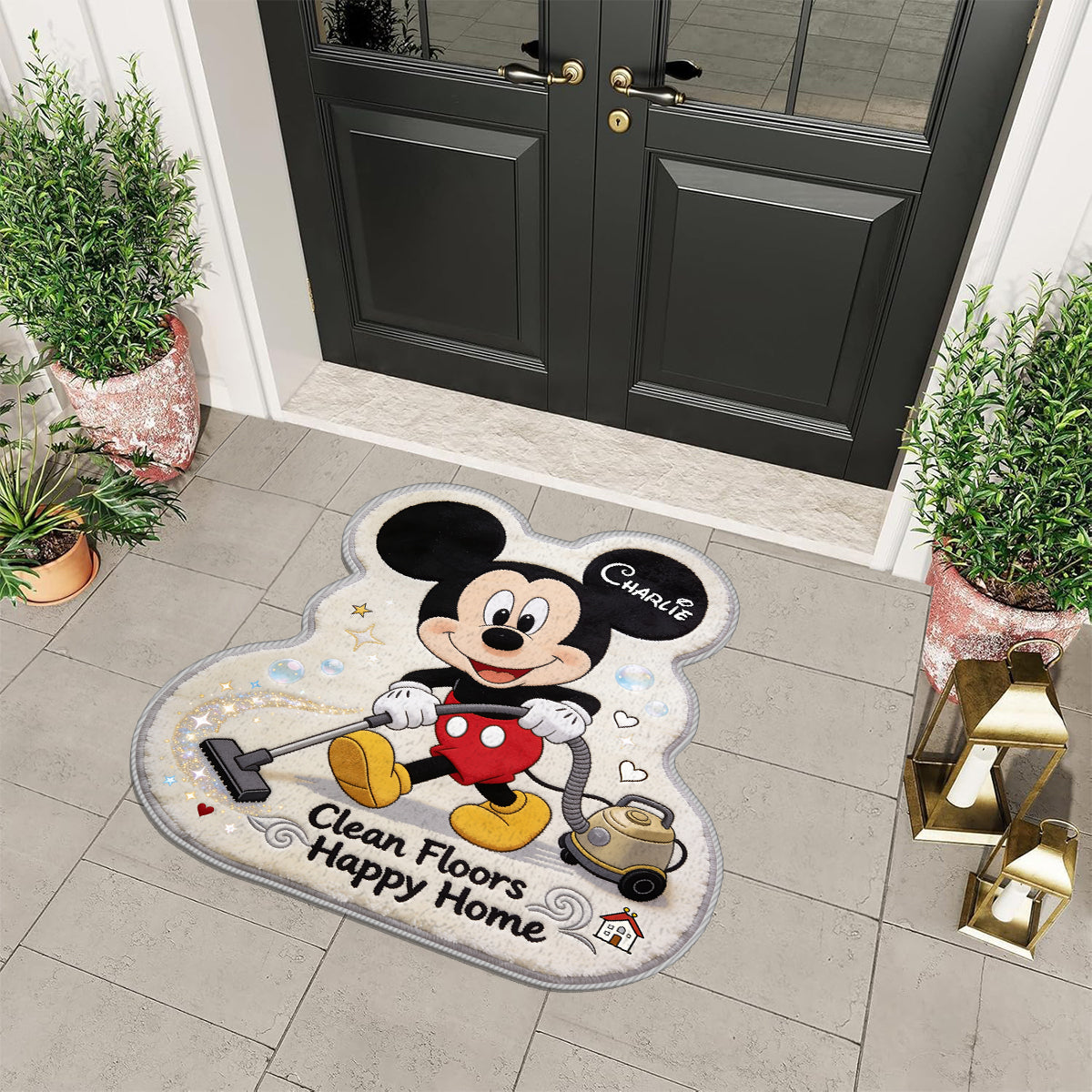 Personalized Tufted Rug with Mickey Mouse for Family Home Decor Tufted Rug GradoCreations
