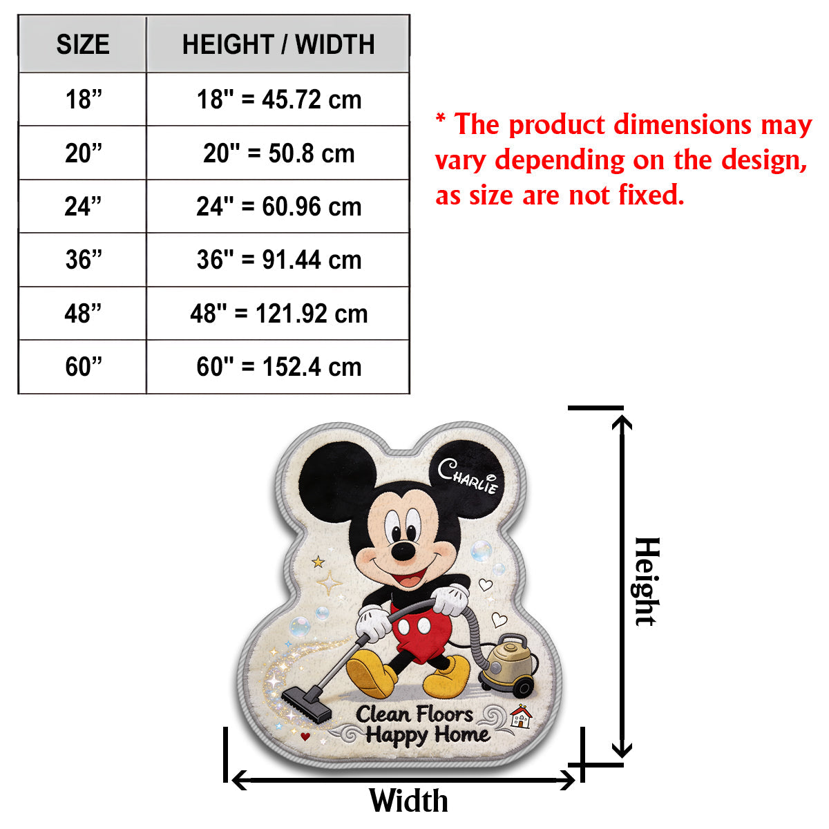 Personalized Mickey Mouse Non-Slip Tufted Rug Custom Name Gift for Kids Non-Slip Tufted Rug GradoCreations