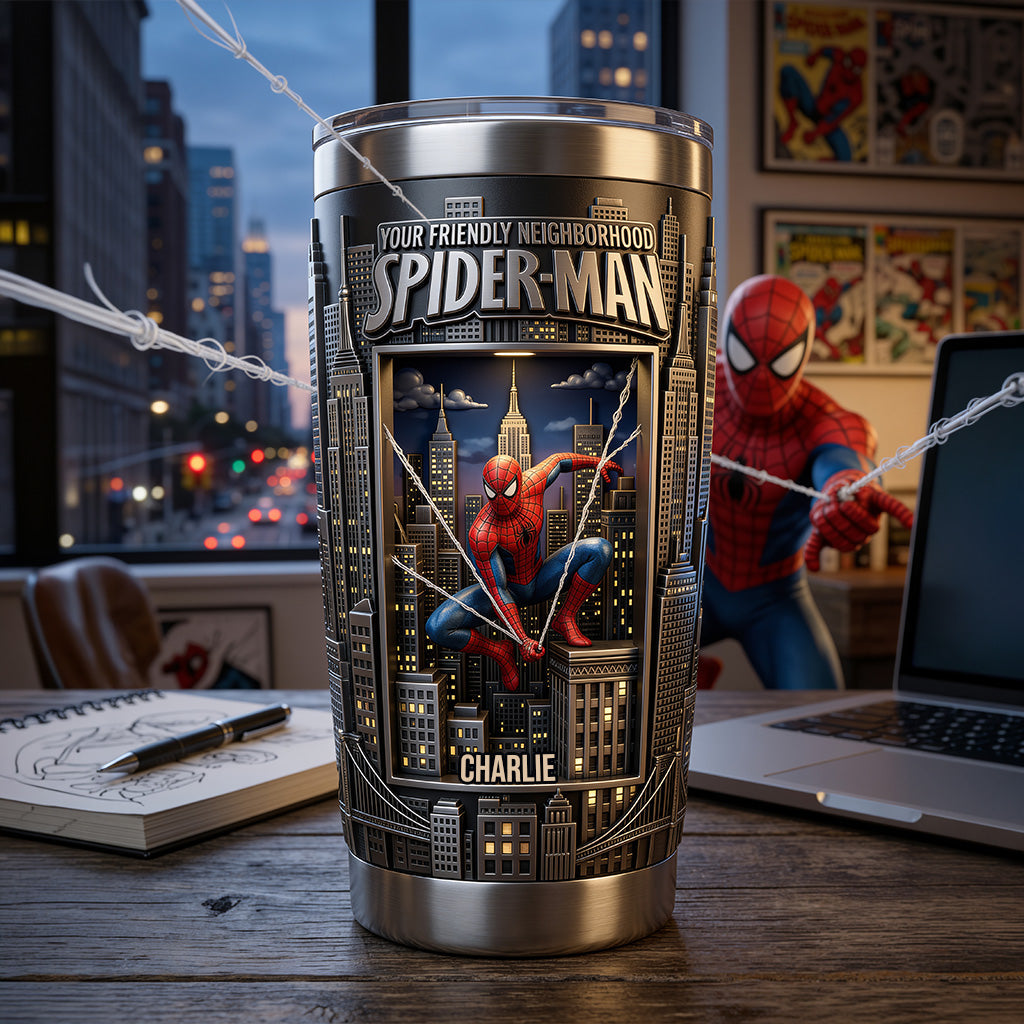 Personalized Spider-Man Tumbler Custom Name Gift for Him Tumbler GradoCreations
