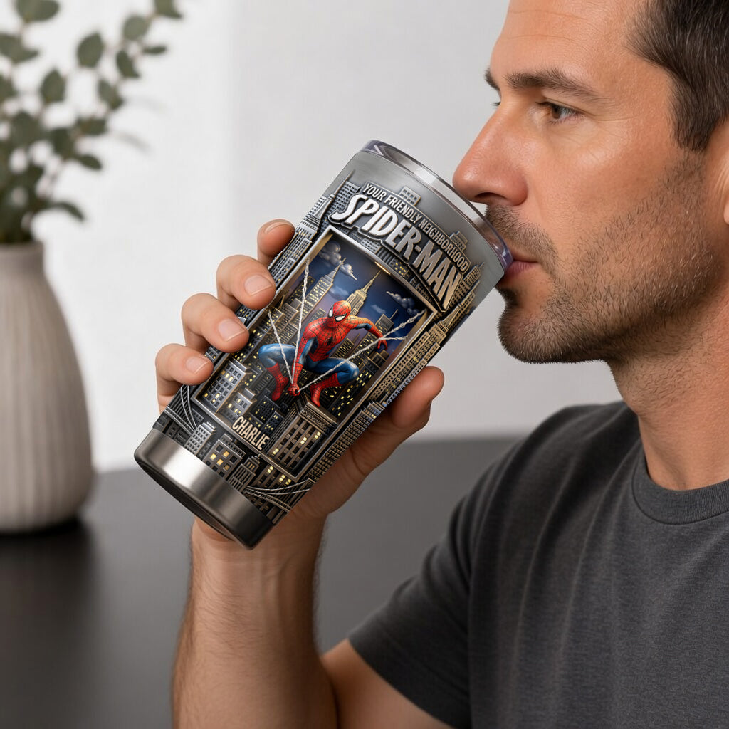 Personalized Spider-Man Tumbler Custom Name Gift for Him Tumbler GradoCreations