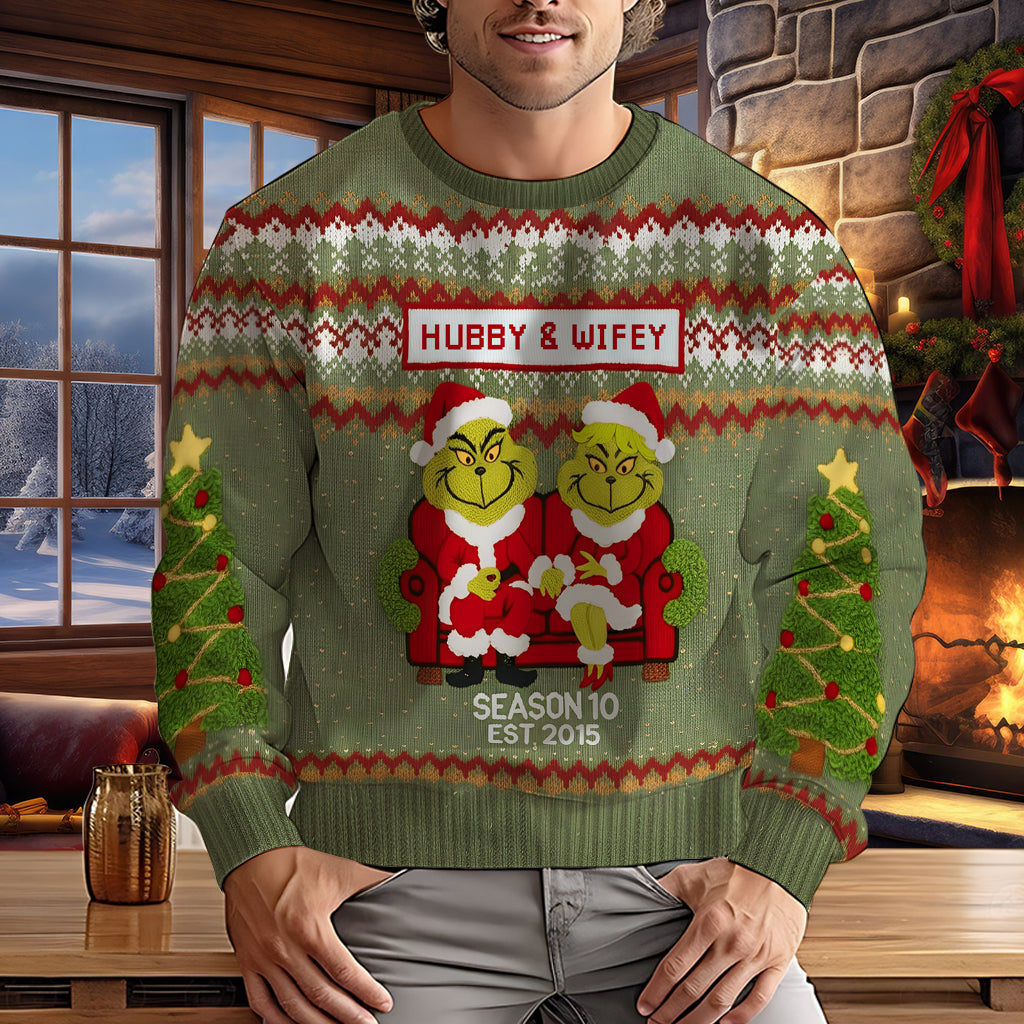 Personalized Grinch Couple Ugly Christmas Sweater Gift Ugly Sweater GradoCreations