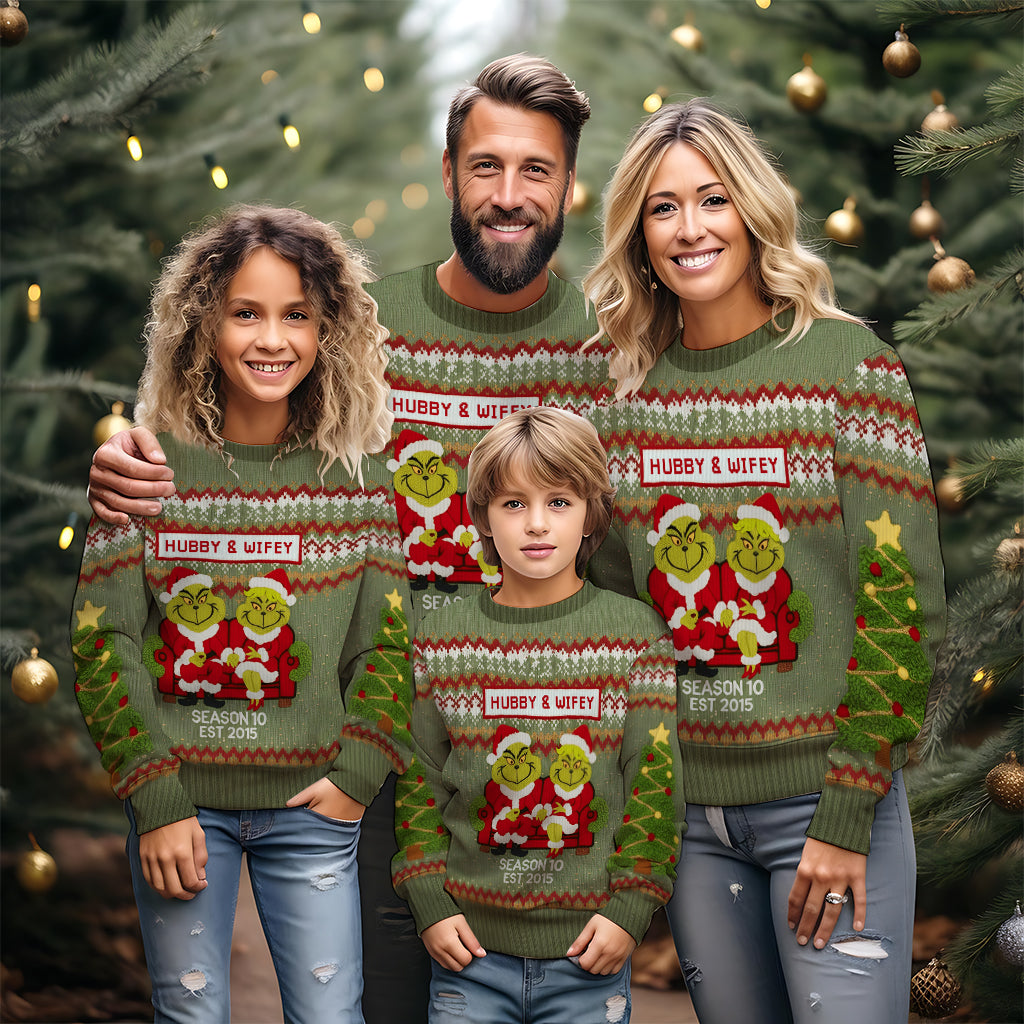 Personalized Grinch Couple Ugly Christmas Sweater Gift Ugly Sweater GradoCreations