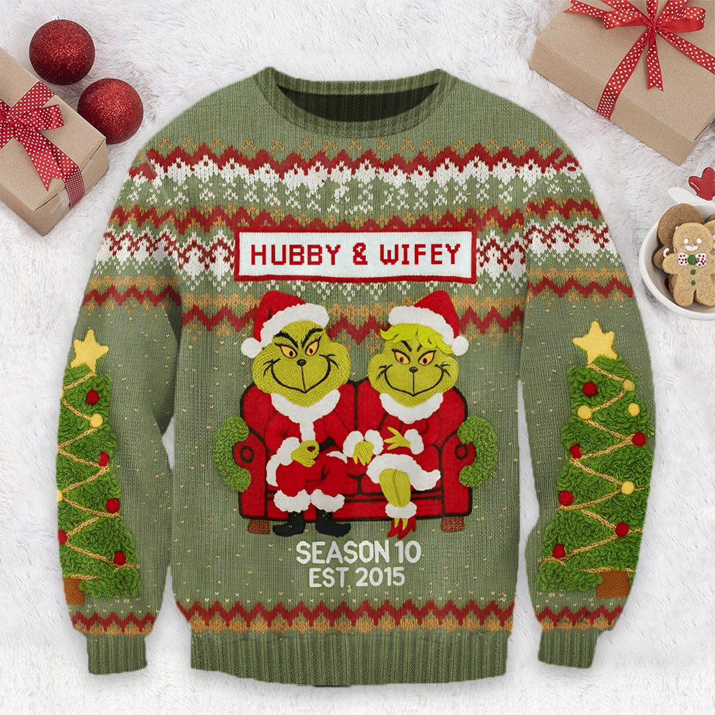 Personalized Grinch Couple Ugly Christmas Sweater Gift Ugly Sweater GradoCreations