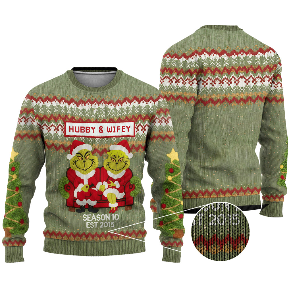 Personalized Grinch Couple Ugly Christmas Sweater Gift Ugly Sweater GradoCreations