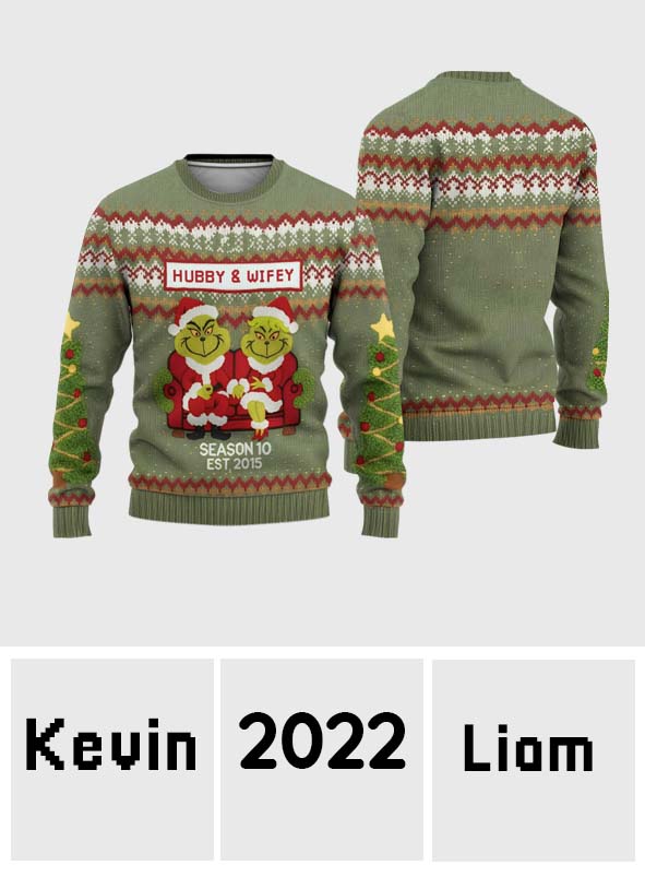 Personalized Grinch Couple Ugly Christmas Sweater Gift Ugly Sweater GradoCreations