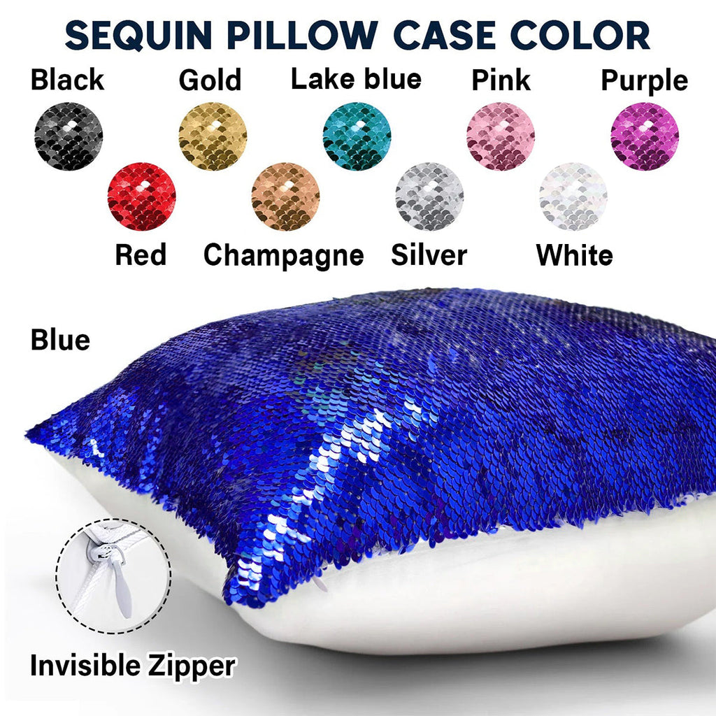 Personalized Sequin Pillow Cover USA Theme for Couples - Custom Name Gift Sequin Pillow Cover GradoCreations