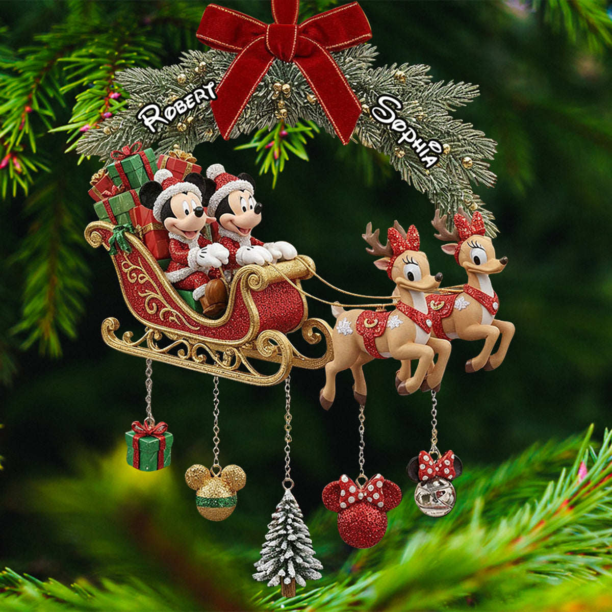 Personalized Christmas Mouse Ornament with Custom Charms Gift Ornament With Charm GradoCreations