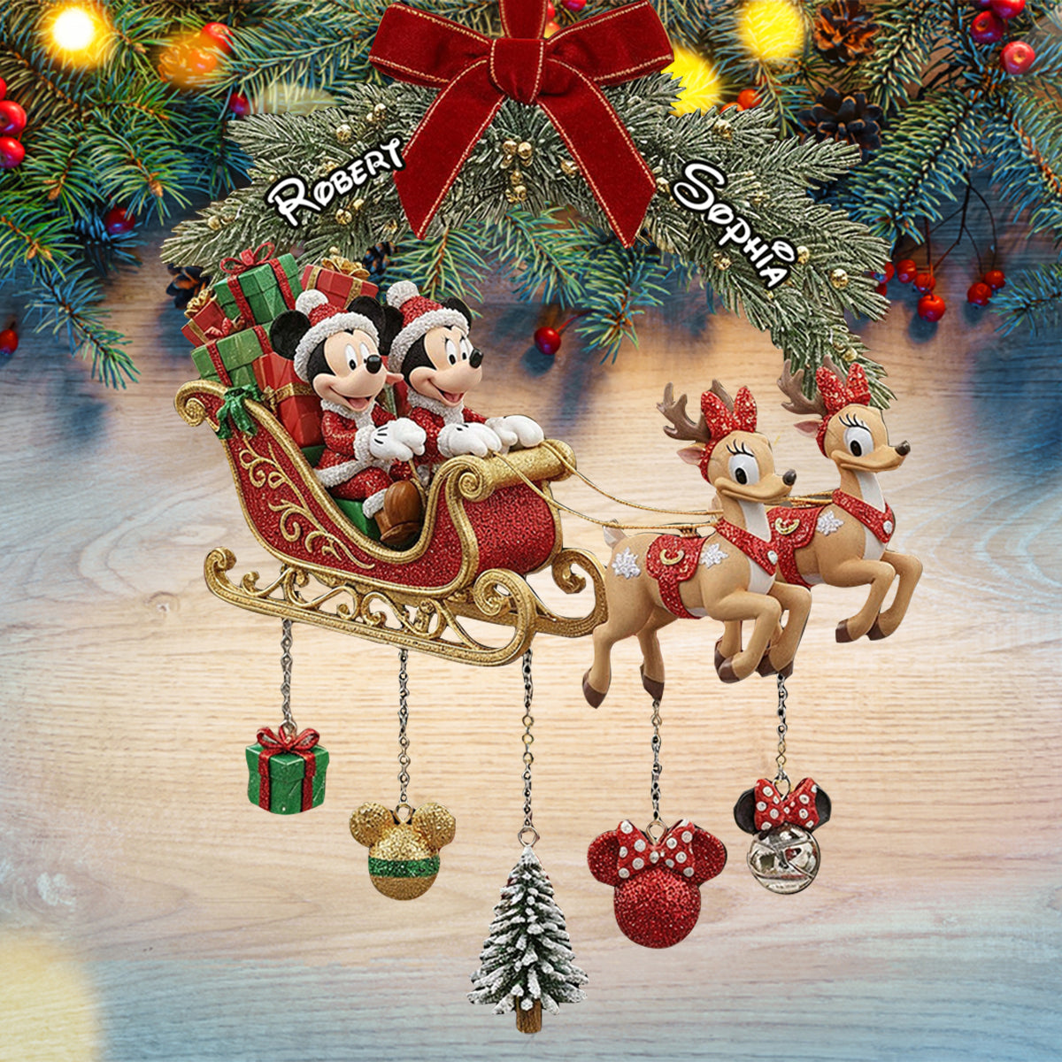 Personalized Christmas Mouse Ornament with Custom Charms Gift Ornament With Charm GradoCreations