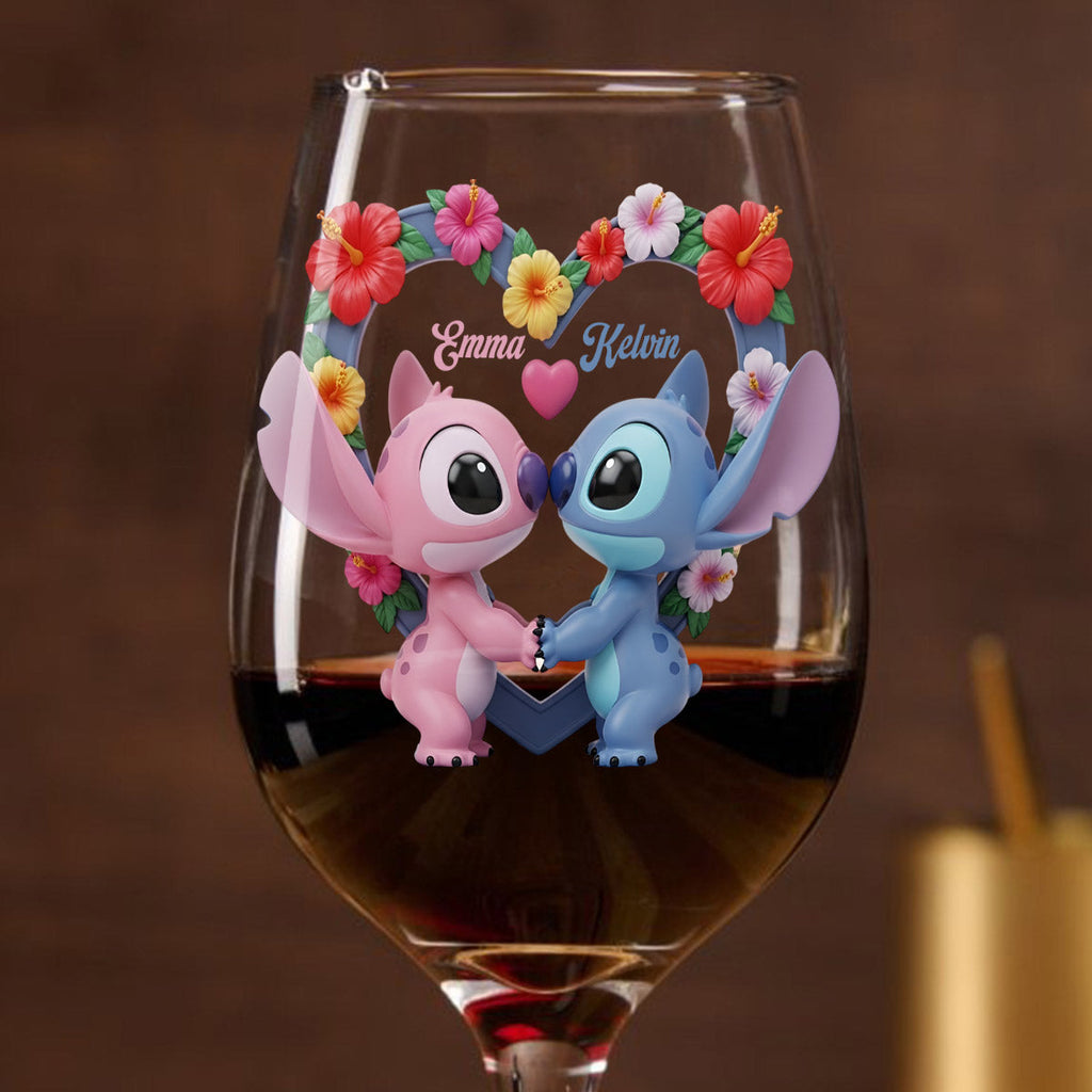 Personalized Ohana Wine Glass with Long Stem for Couples - Unique Gift Wine Glass With Long Stem GradoCreations