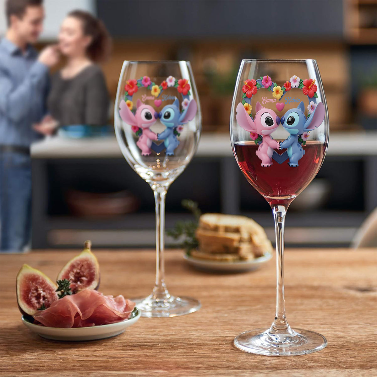 Personalized Ohana Wine Glass with Long Stem for Couples - Unique Gift Wine Glass With Long Stem GradoCreations
