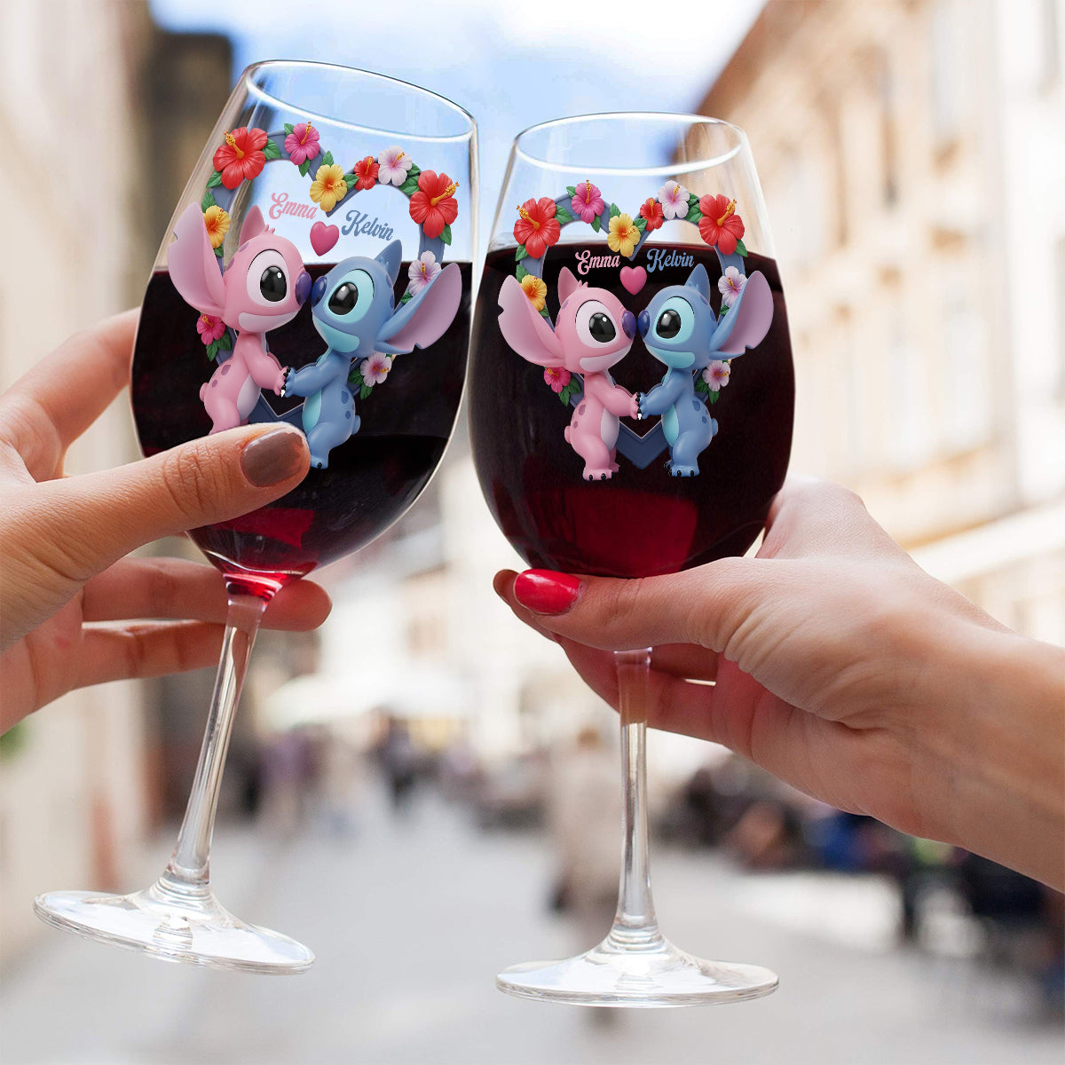 Personalized Ohana Wine Glass with Long Stem for Couples - Unique Gift Wine Glass With Long Stem GradoCreations