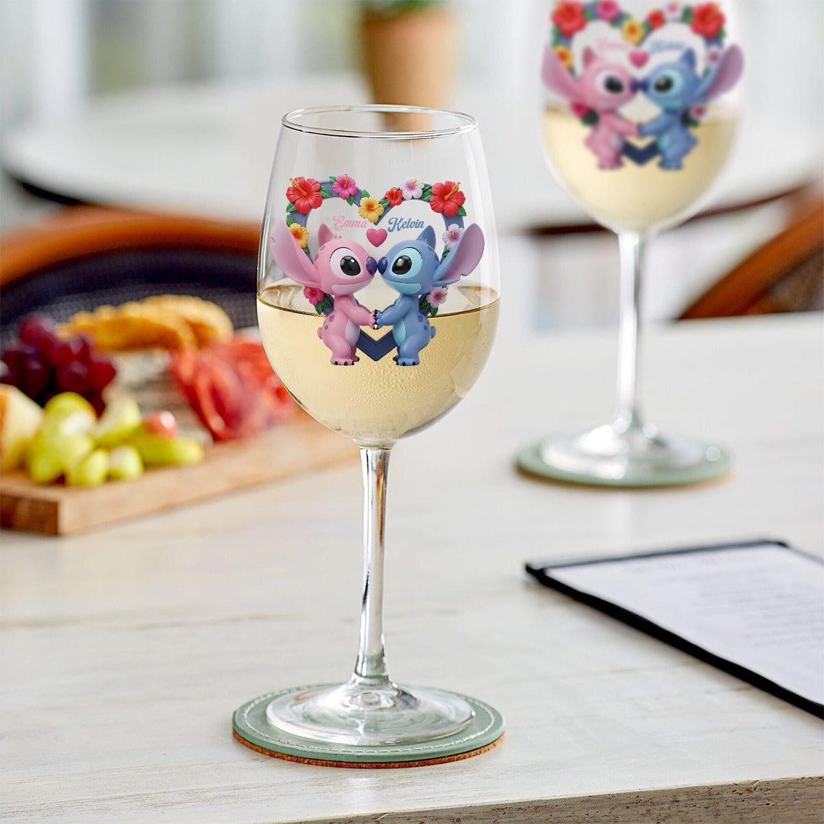 Personalized Ohana Wine Glass with Long Stem for Couples - Unique Gift Wine Glass With Long Stem GradoCreations