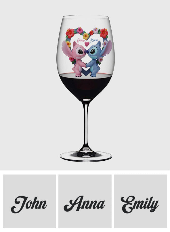 Personalized Ohana Wine Glass with Long Stem for Couples - Unique Gift Wine Glass With Long Stem GradoCreations