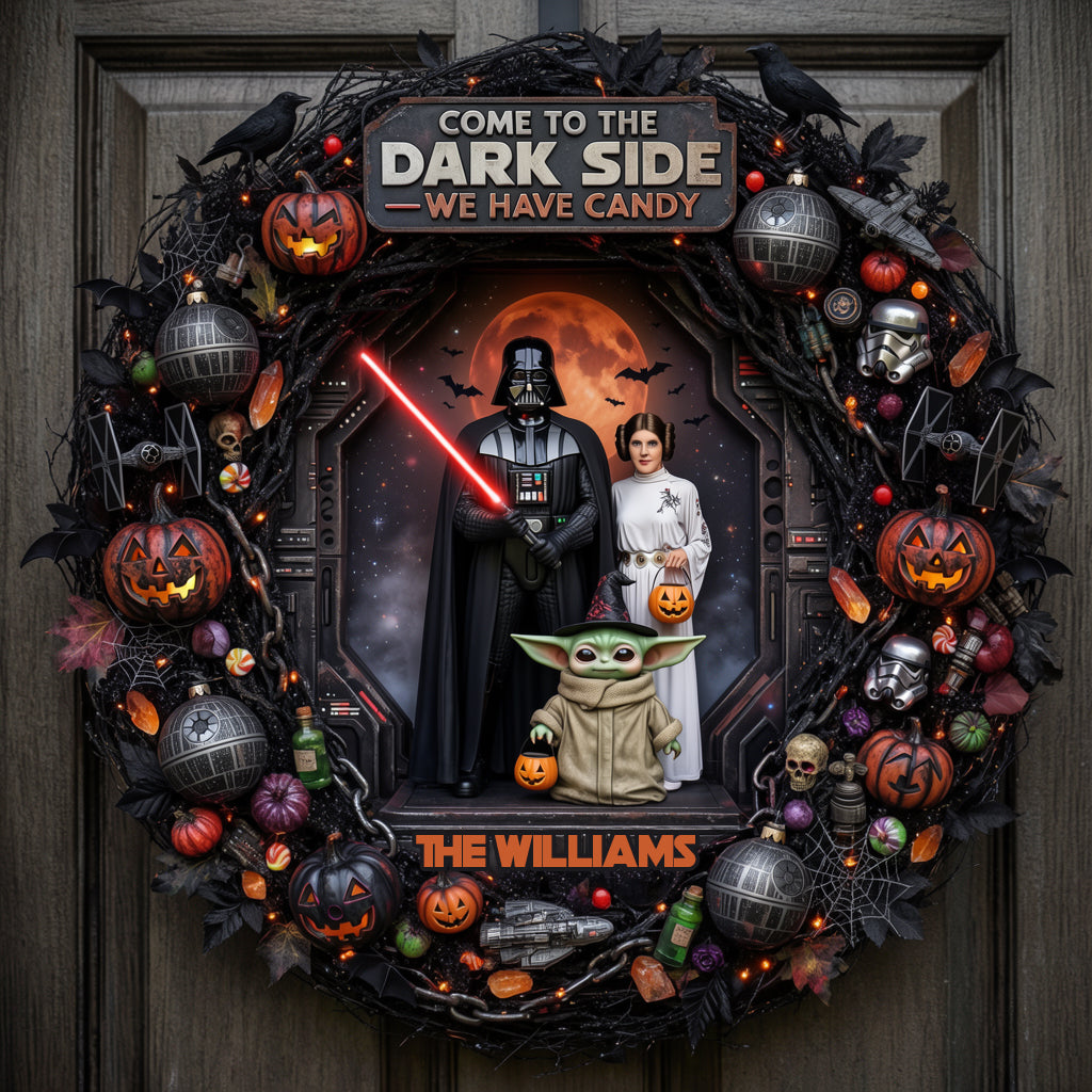 Personalized Dark Side Wood Sign Custom Family Name Halloween Decor Wood Sign GradoCreations