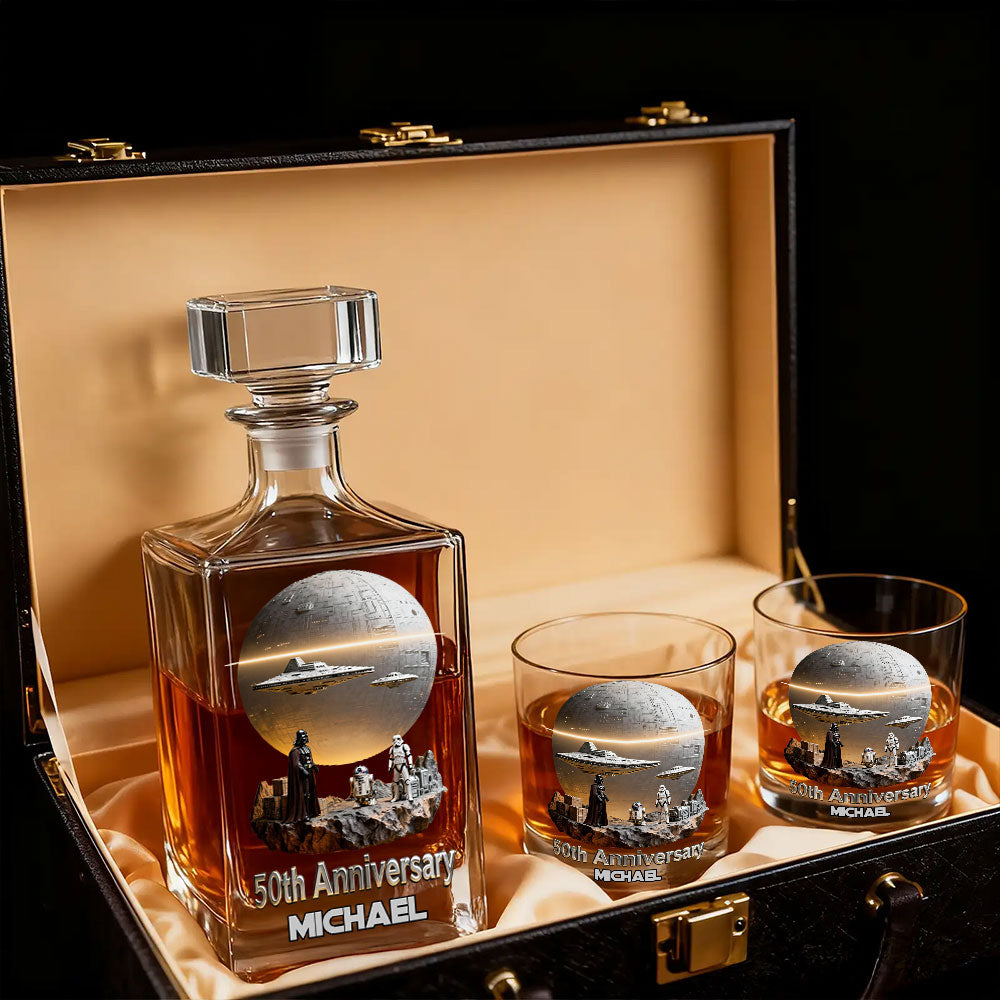 Personalized 50th Anniversary Whiskey Decanter Set Custom Name Gift Whiskey Decanter Set GradoCreations