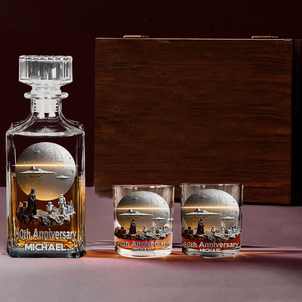 Personalized 50th Anniversary Whiskey Decanter Set Custom Name Gift Whiskey Decanter Set GradoCreations