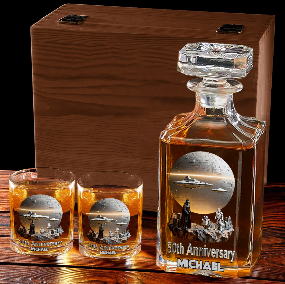 Personalized 50th Anniversary Whiskey Decanter Set Custom Name Gift Whiskey Decanter Set GradoCreations