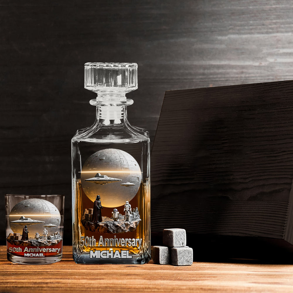 Personalized 50th Anniversary Whiskey Decanter Set Custom Name Gift Whiskey Decanter Set GradoCreations