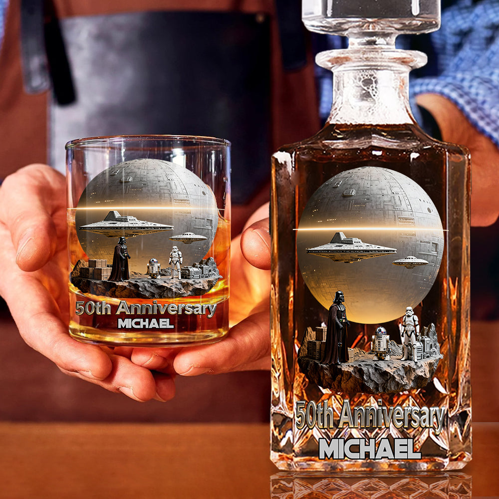 Personalized 50th Anniversary Whiskey Decanter Set Custom Name Gift Whiskey Decanter Set GradoCreations