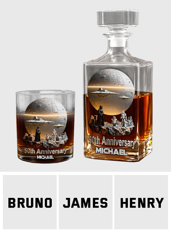 Personalized 50th Anniversary Whiskey Decanter Set Custom Name Gift Whiskey Decanter Set GradoCreations
