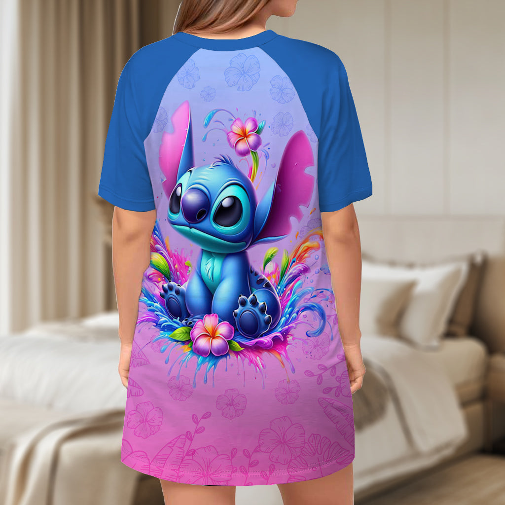 Personalized Ohana Sleep T-shirt Dress Custom Name Gift for Her Sleep T-shirt Dress GradoCreations