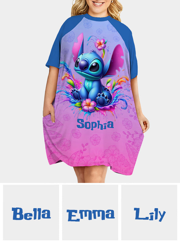 Personalized Ohana Sleep T-shirt Dress Custom Name Gift for Her Sleep T-shirt Dress GradoCreations