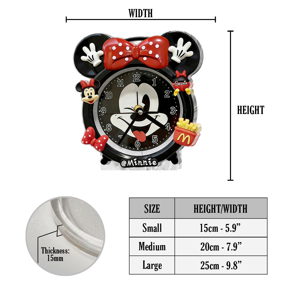 Personalized Mickey Mouse Desk Clock Plaque Custom Name Gift Desk Clock Plaque GradoCreations