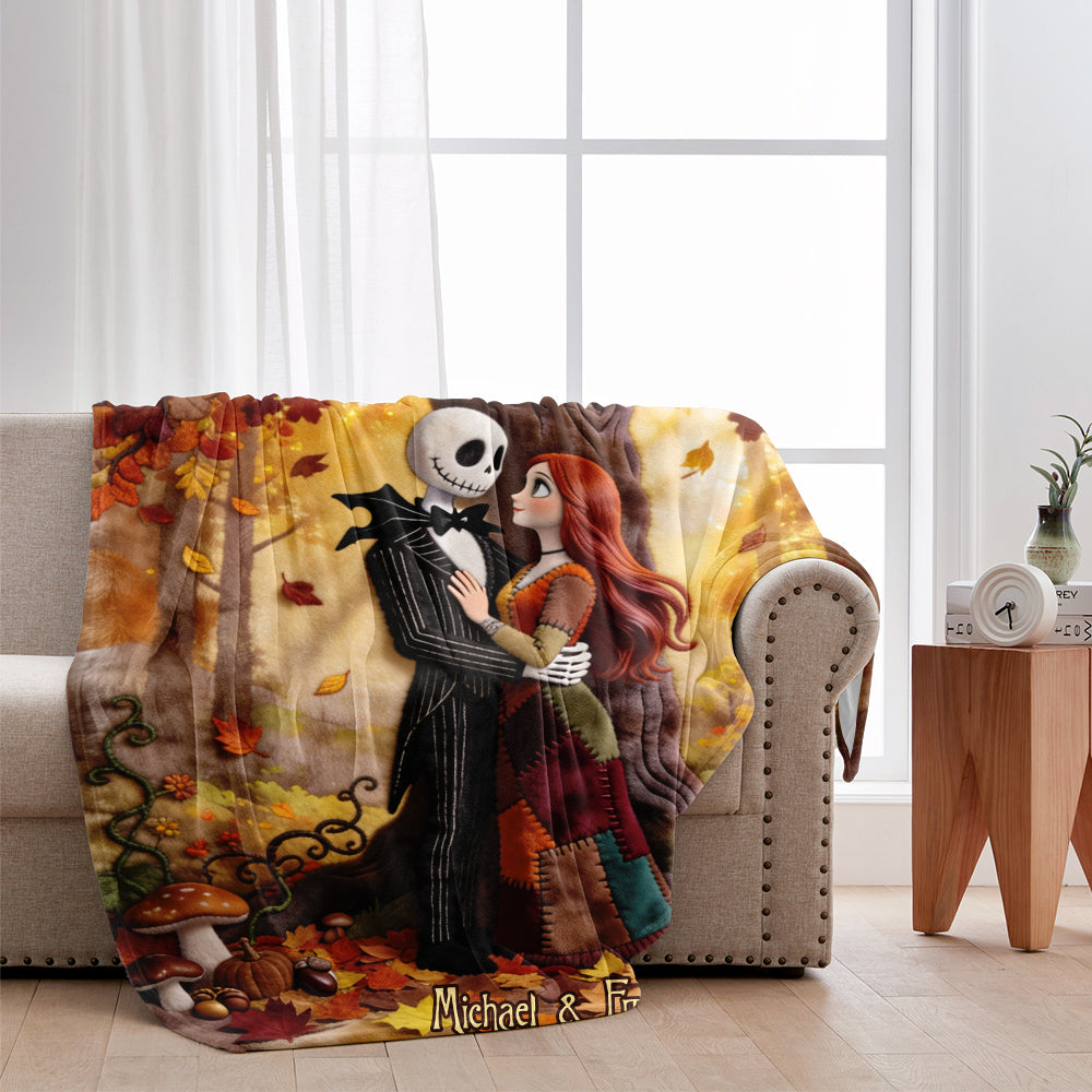 Personalized Cozy Flannel Blanket with Autumn Design for Couples Blanket GradoCreations