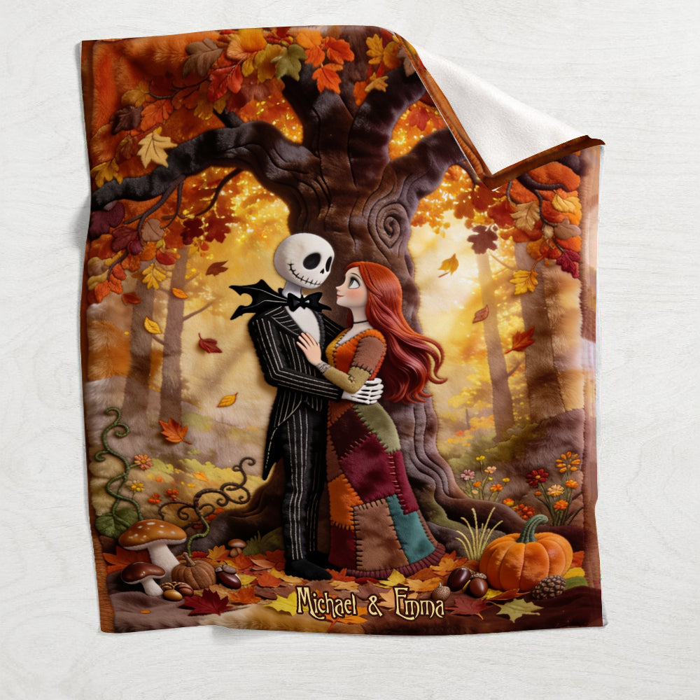Personalized Cozy Flannel Blanket with Autumn Design for Couples Blanket GradoCreations