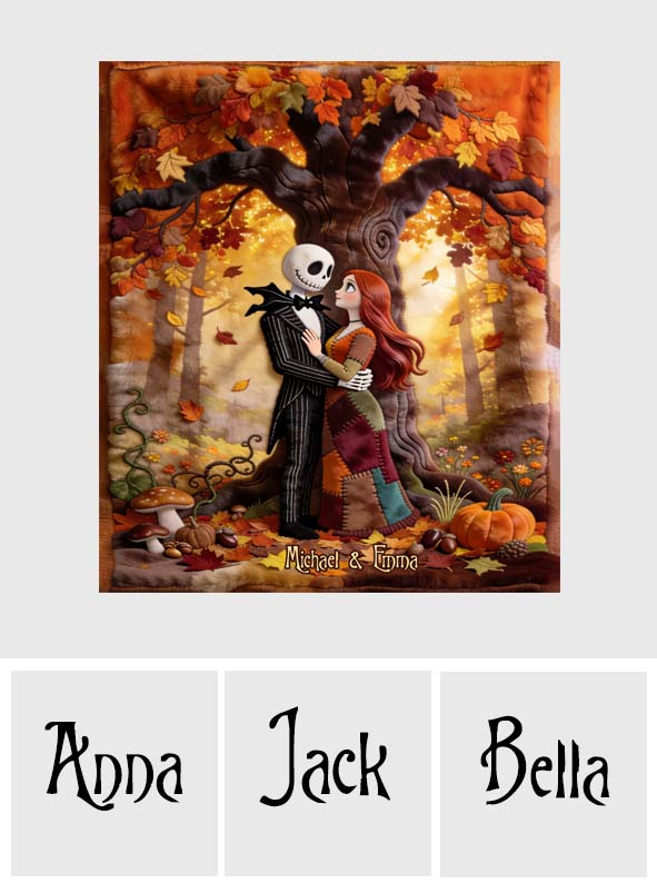 Personalized Cozy Flannel Blanket with Autumn Design for Couples Blanket GradoCreations