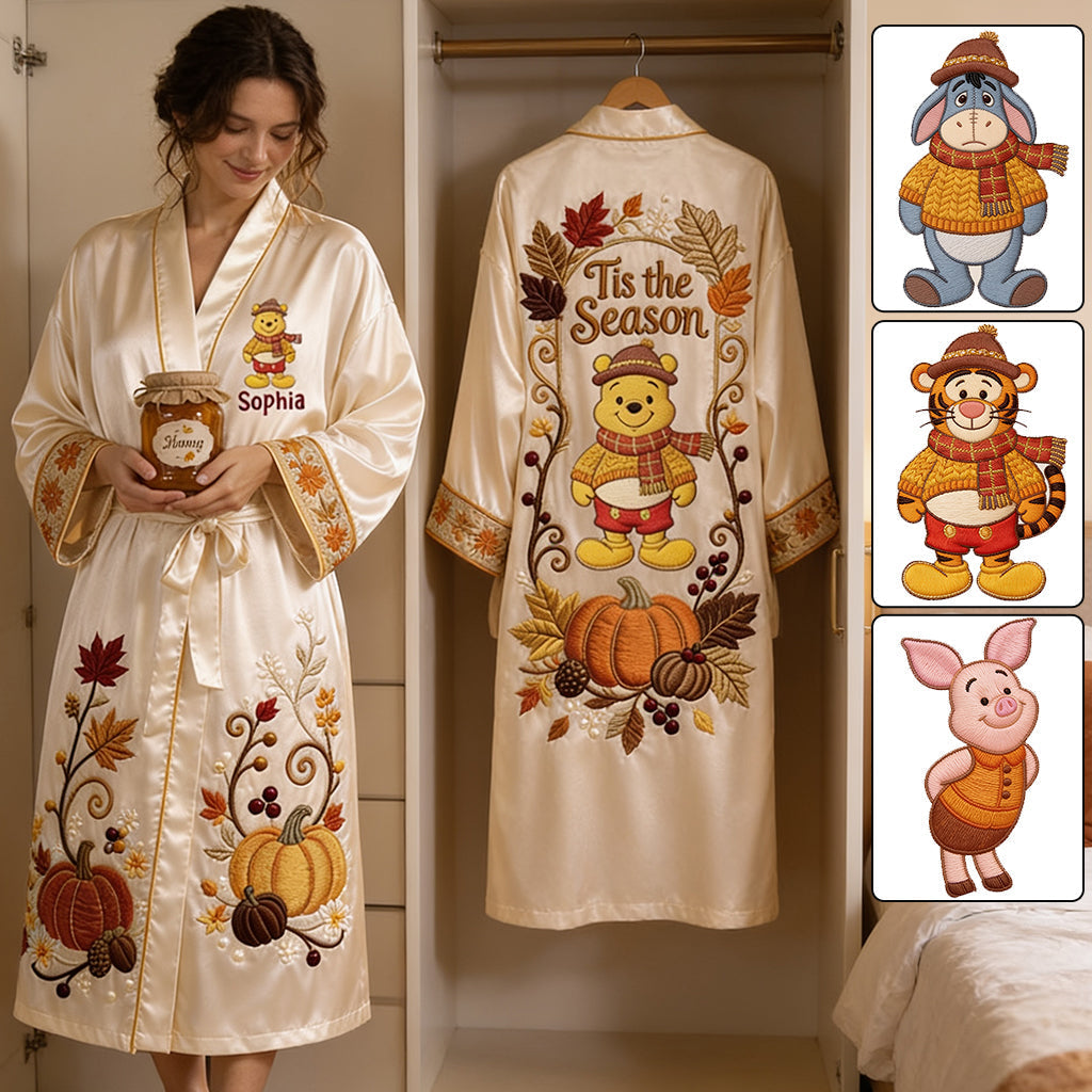 Personalized Satin Robe with Winnie the Pooh Design for Women Satin Robe GradoCreations