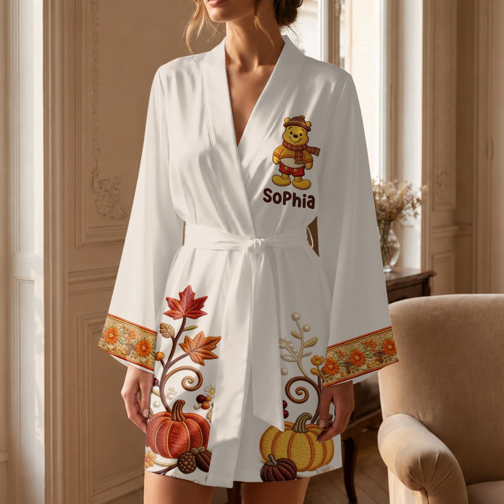 Personalized Satin Robe with Winnie the Pooh Design for Women Satin Robe GradoCreations