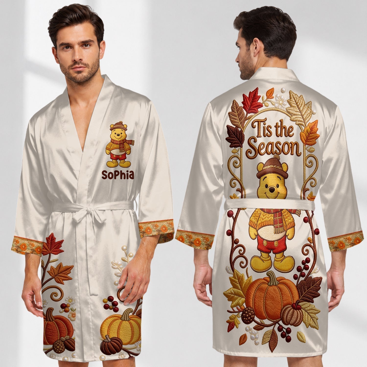 Personalized Satin Robe with Winnie the Pooh Design for Women Satin Robe GradoCreations