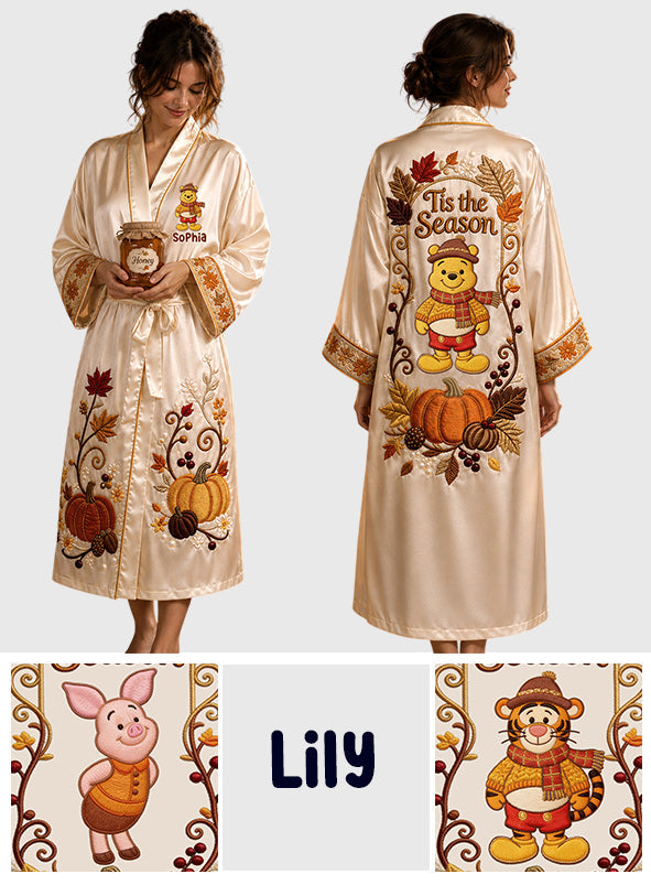 Personalized Satin Robe with Winnie the Pooh Design for Women Satin Robe GradoCreations