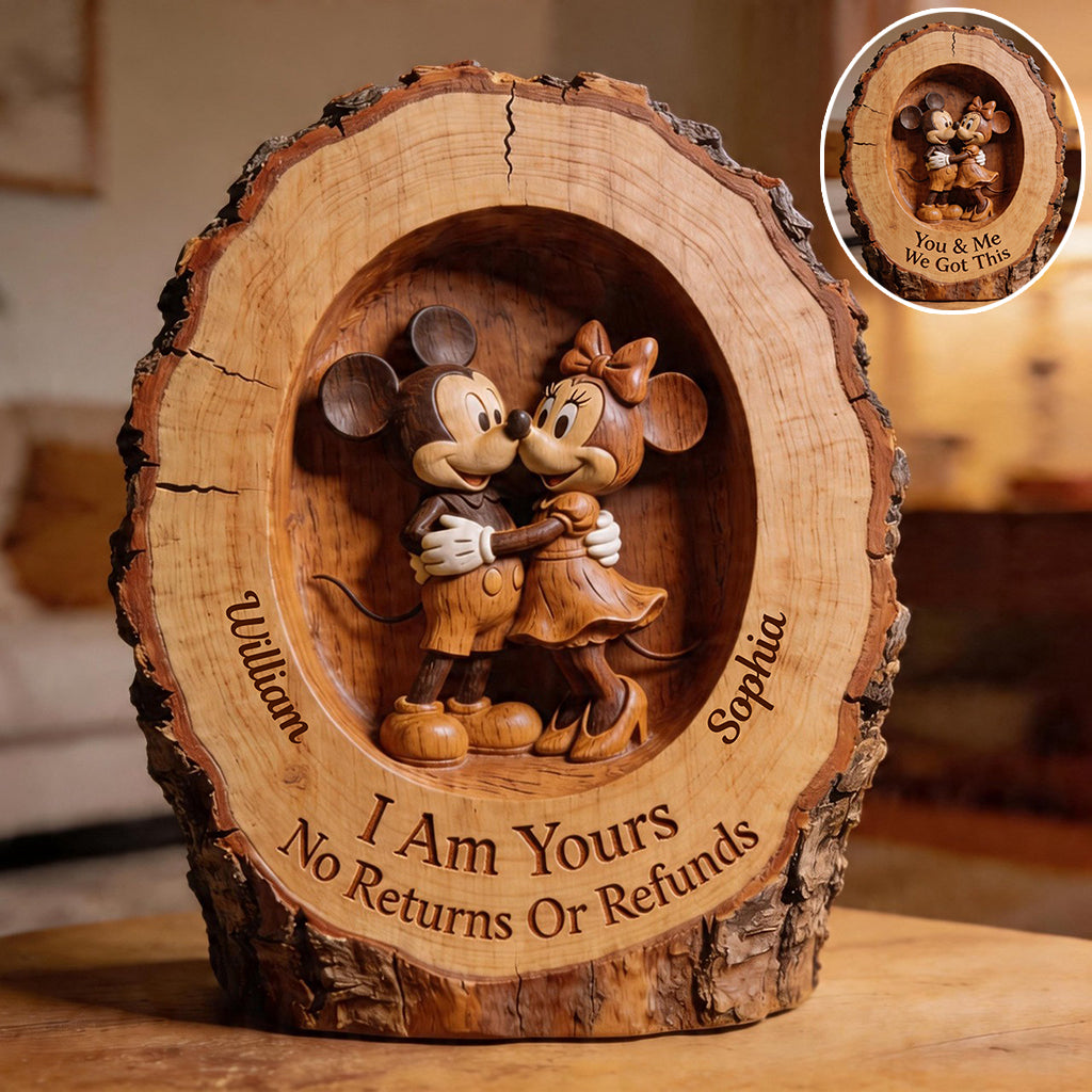Personalized Mickey Mouse Wood Plaque Custom Gift for Couple Custom Shaped Wood Plaque GradoCreations