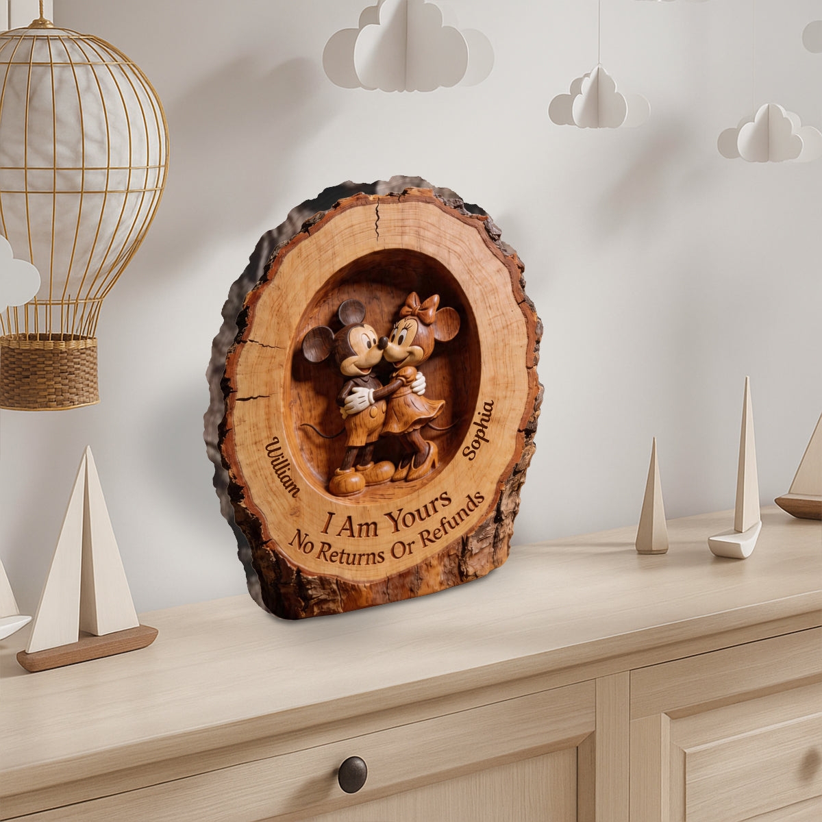 Personalized Mickey Mouse Wood Plaque Custom Gift for Couple Custom Shaped Wood Plaque GradoCreations