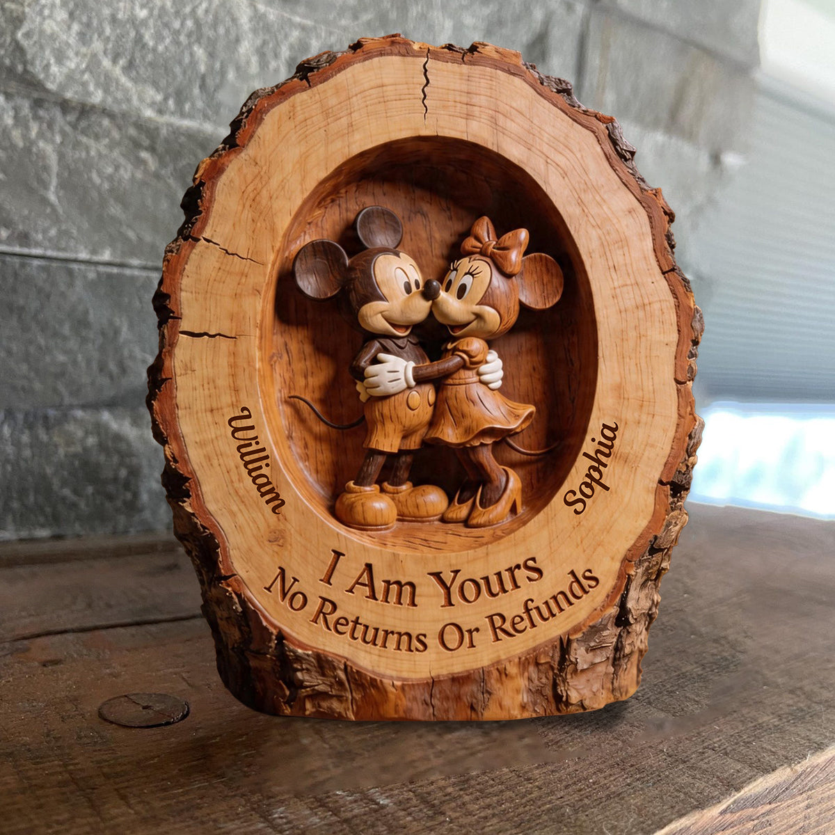 Personalized Mickey Mouse Wood Plaque Custom Gift for Couple Custom Shaped Wood Plaque GradoCreations