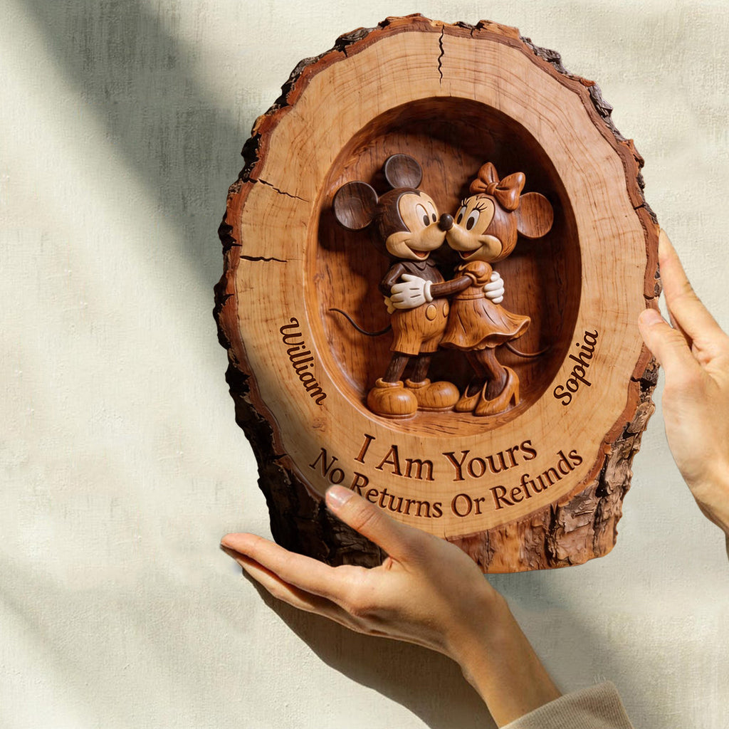 Personalized Mickey Mouse Wood Plaque Custom Gift for Couple Custom Shaped Wood Plaque GradoCreations
