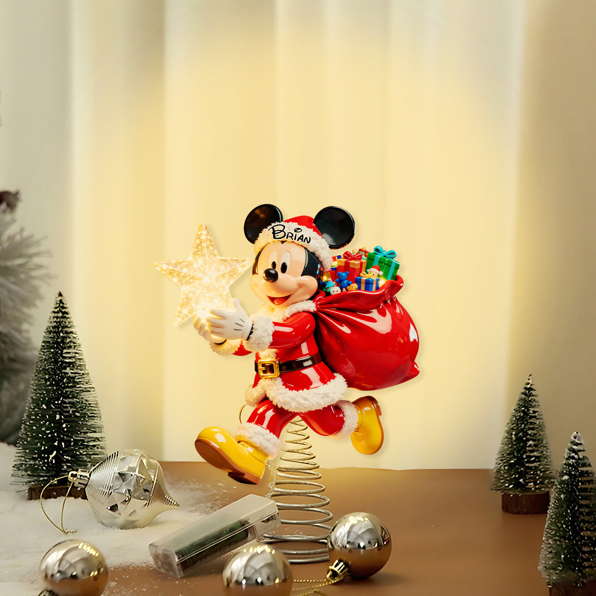 Personalized Mickey Mouse LED Star Tree Topper for Christmas LED Light Tree Topper GradoCreations