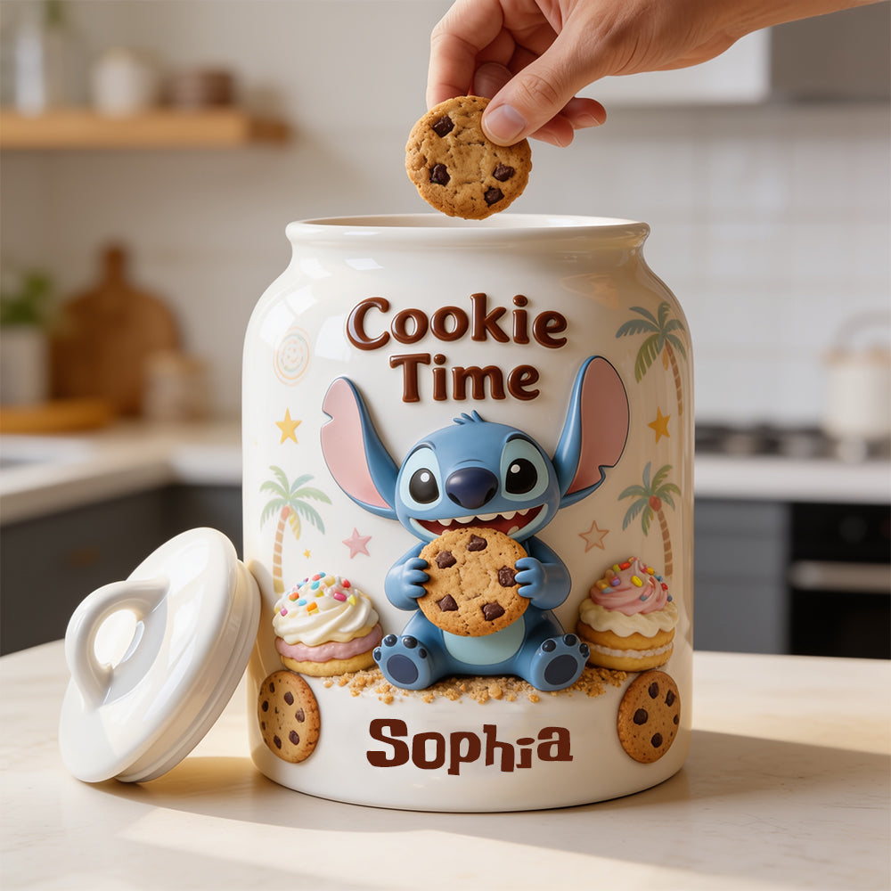 Personalized Ceramic Ohana Cookie Jar Custom Name Gift for Kids Cookie Jar GradoCreations