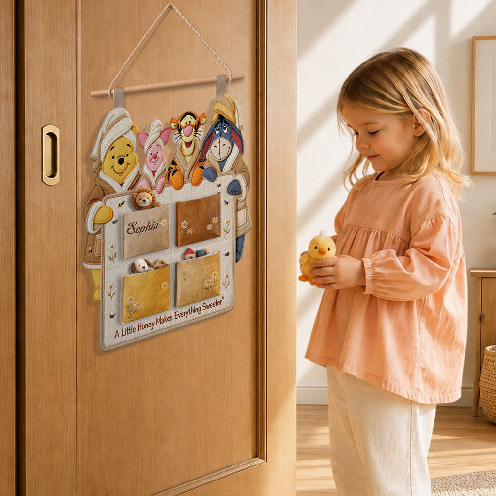 Personalized Hanging Organizer with Disney Characters - Yellow Bear Storage Solution Hanging Organizer GradoCreations