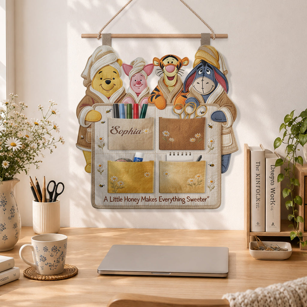 Personalized Hanging Organizer with Disney Characters - Yellow Bear Storage Solution Hanging Organizer GradoCreations
