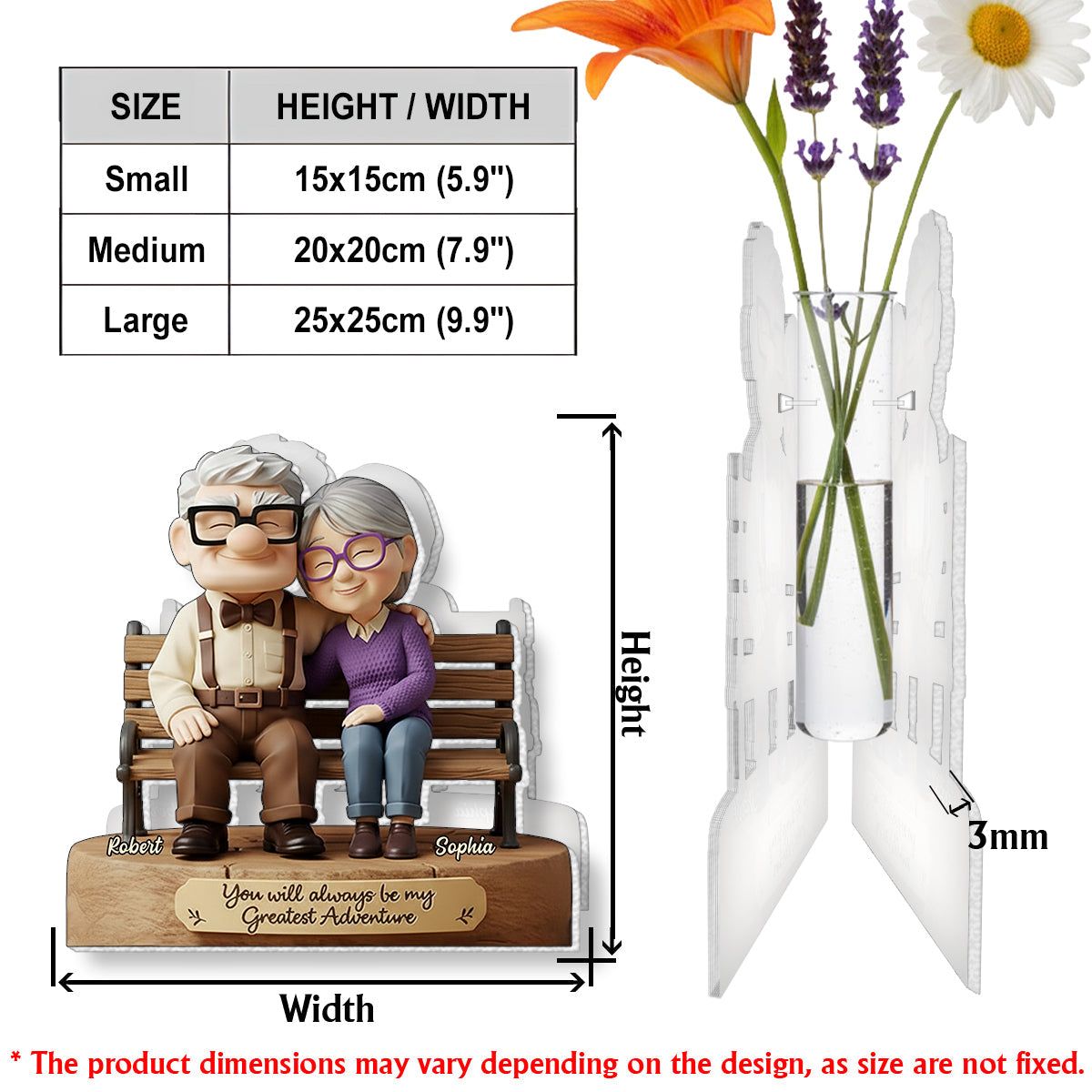 Custom Shape Acrylic Flower Vase | Personalized Couple Gift Custom Shape Acrylic Flower Vase GradoCreations