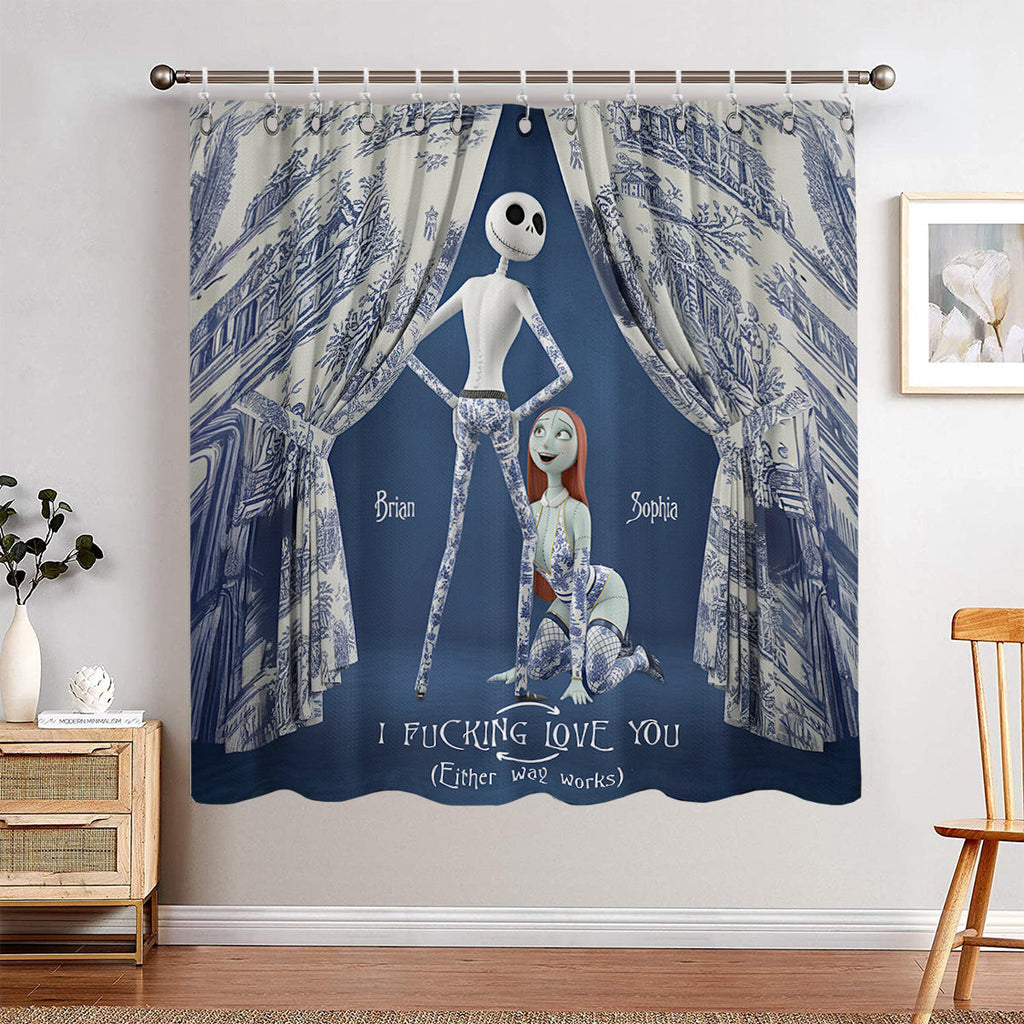 Personalized Nightmare Blackout Window Curtain Set for Couples Window Curtains GradoCreations