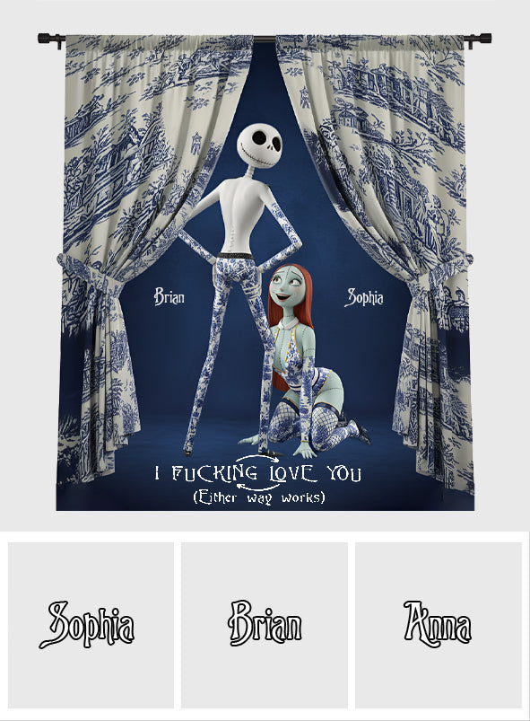 Personalized Nightmare Blackout Window Curtain Set for Couples Window Curtains GradoCreations