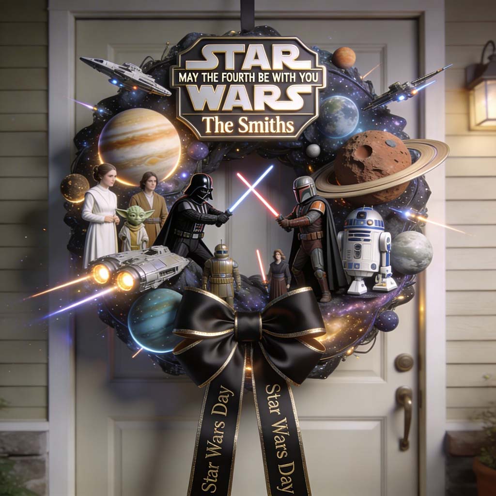 Personalized Star Wars Wood Sign with Decorative Sash for Home Shaped Wood Sign With Sash GradoCreations