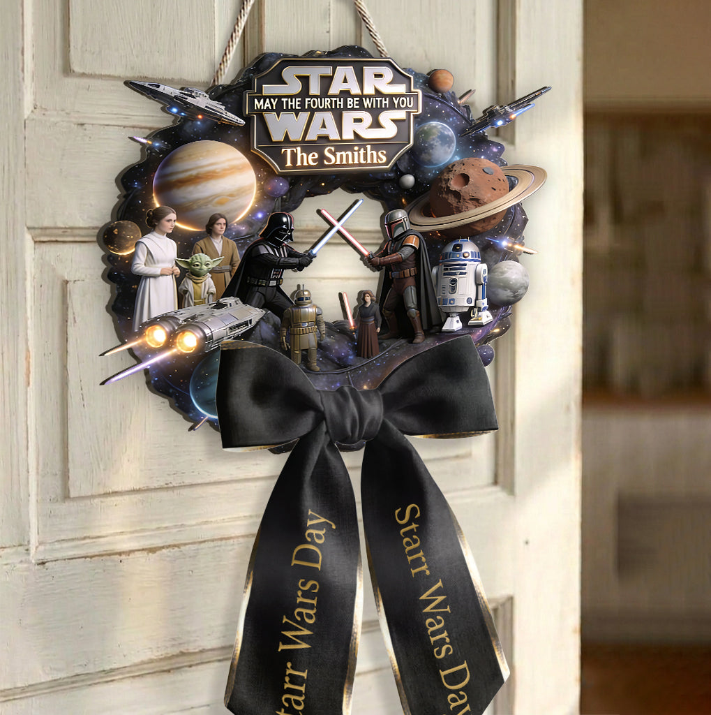 Personalized Star Wars Wood Sign with Decorative Sash for Home Shaped Wood Sign With Sash GradoCreations